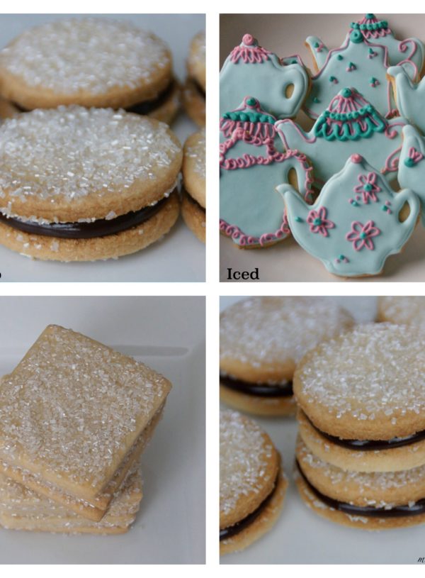 one shortbread recipe, 3 cookies: sugar, iced and milano