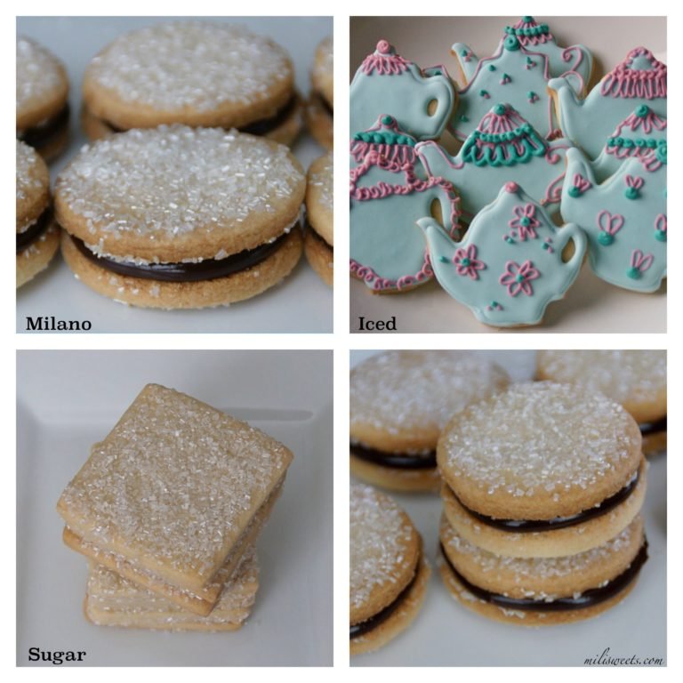 one shortbread recipe, 3 cookies: sugar, iced and milano