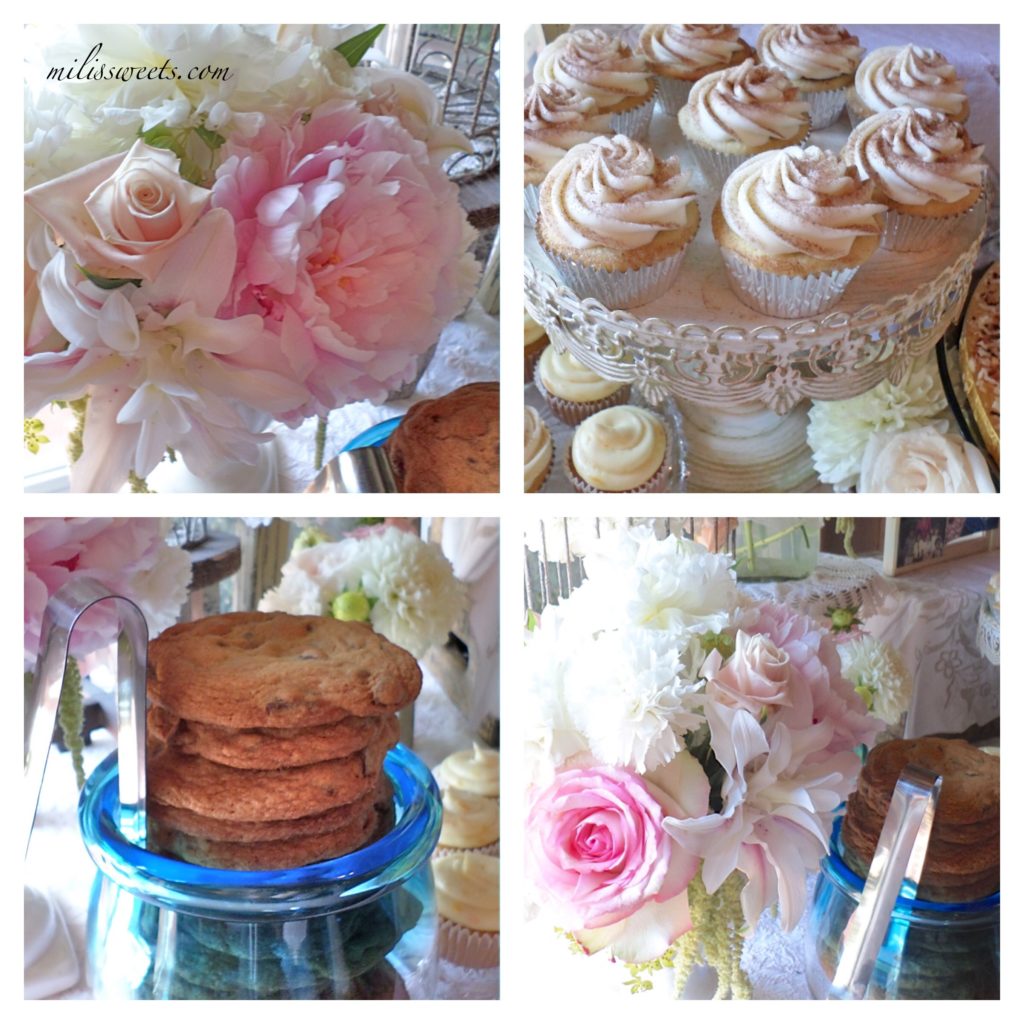 for my beautiful mother, 70th birthday, floral dessert table, via milissweets.com