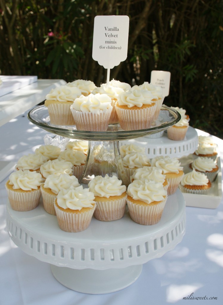 citrus orchard reception and hydrangea wedding cake, via milissweets.com