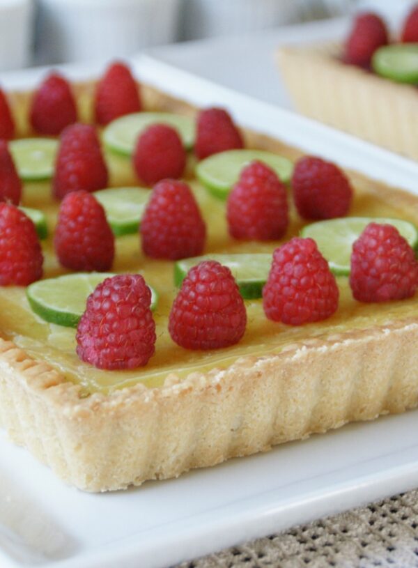 raspberry-lime shortbread tart or raspberry-lime bars